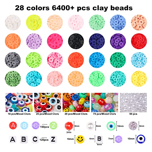 OCARDI 7500+Pcs Clay Bead Bracelet Kit,28 Colors Clay Beads for Jewelry Making Kit with Gift Pack,Bracelet Making Kit for Teen Girls Gift,Friendship