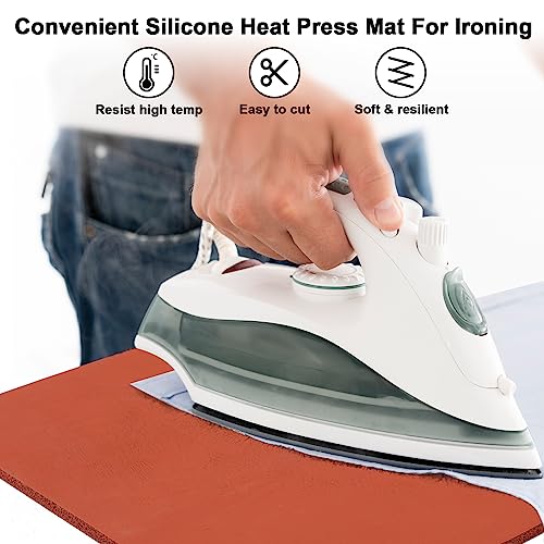 15x15“ Silicone Heat Press Mat with Dressing Ruler Set, 0.3” Thickest Silicone Heat Press Pad for Heat Press Machine, Flat Heat Transfer Press BATTIPAW