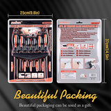 HORUSDY 6-Pieces Magnetic Screwdriver Set, 3 Phillips and 3 Flat Head Tips Screwdriver for Fastening, Chiselling and Loosening Seized Screws (New HORUSDY