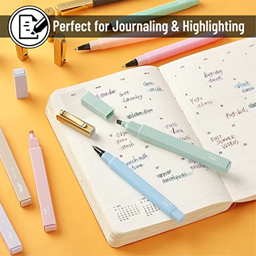 Mr. Pen- Aesthetic Highlighters and Pens No Bleed, 12 Pack, Pastel Color, Black Ink, No Bleed Highlighters for Bibles Mr. Pen