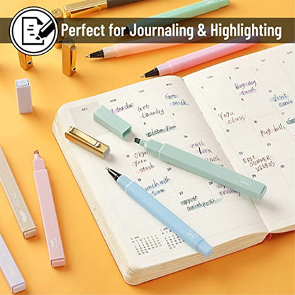 Mr. Pen- Aesthetic Highlighters and Pens No Bleed, 12 Pack, Pastel Color, Black Ink, No Bleed Highlighters for Bibles