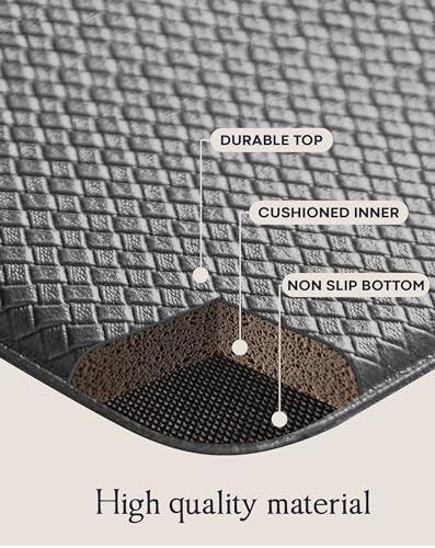 Homergy Anti Fatigue Kitchen Mats for Floor 2 PCS, Memory Foam Cushioned Rugs, Comfort Standing Desk Mats for Office, Home, Laundry Room, Waterproof Homergy