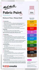 Mont Marte Signature Fabric Paint, 12pc x 0.7oz (20ml), Suitable for DIY Fashion and Homewares Mont Marte