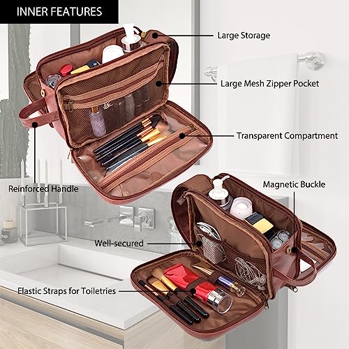 UBMPJ Personalized Toiletry Bag for Men Custom PU Leather Travel Shaving dopp Kit Laser Engraved Name/Initial Gift For Birthday, Fathers Day, UBMPJ