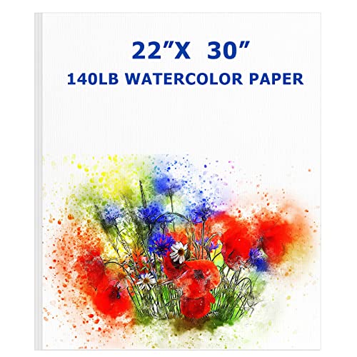 Fuutreo 20 Sheets Watercolor Paper 22 x 30" Large 140 lb Heavyweight Drawing Paper White Painting Art Paper for Beginners, Artists and Professionals Fuutreo