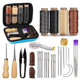Leather Sewing Kit, Leather Working Tools and Supplies, Leather Working Kit with Large-Eye Stitching Needles, Waxed Thread, Leather Upholstery Repair MORFEN