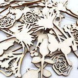 Amosfun 30pcs Laser Cut Wood Embellishment Hollow Out Wooden Rose Flower Shape Wood Discs Unfinished Wood Cutout for Arts Crafts DIY Decoration Amosfun