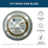 Benchmark Abrasives 8" 64 Tooth, TCT Wood Cutting Saw Blade for General Purpose Cutting & Trimming of Softwoods, Hardwoods, Long Lasting Blades, Use Benchmark Abrasives