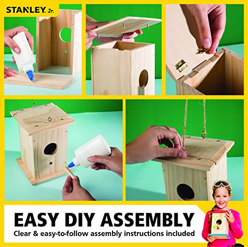 Stanley Jr DIY Bird House Kit for Kids and Adults - Easy Assembly Paint-A-Birdhouse Kit - Wooden Birdhouse Kit - Paint & Brushes Included STANLEY Jr.