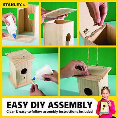 Stanley Jr DIY Bird House Kit for Kids and Adults - Easy Assembly Paint-A-Birdhouse Kit - Wooden Birdhouse Kit - Paint & Brushes Included - WoodArtSupply