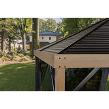 Sojag Outdoor 8' x 8' Sanibel Hardtop Gazebo Outdoor Sun Shelter, Wood Finish Sojag