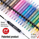 ZEYAR Dual Tip Acrylic Paint Pens 24 Colors, Board and Extra Fine Tips, Patented Product, AP Certified, Waterproof Ink, Works on Rock, Wood, Glass, ZEYAR