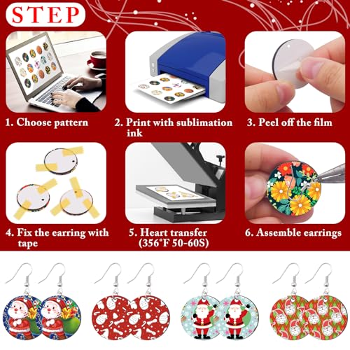 Duufin 120 Pcs Round Sublimation Earring Blanks with Earring Hooks and Jump Rings Heat Transfer Earring Blanks Unfinished MDF Round Earring Blanks Duufin