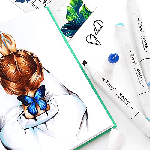 Bianyo Classic Alcohol Markers Set, Pack of 72, Dual Tip Bullet & Chisel Art Marker, Black Case with a Designable Card for Coloring, Drawing, Bianyo