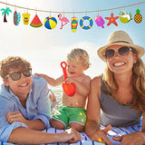 36 Pieces Summer Wood Hanging Ornaments Beach Wooden Slices with String Holiday Hawaiian Party Decorations Tropical Painted Themed Luau Party HooAMI