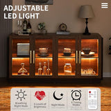 LUXOAK Sideboard Buffet Cabinet with Storage,64" Cabinet with Glass Door, Modern Wood Glass-Buffet Cabinet for Dinning Room,Kitchen, Hallway, and LUXOAK