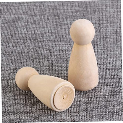 Toyvian 60 Pcs Wood Peg Dolls DIY Wood Peg Doll Unfinished Peg People Unfinished Wood Peg Doll Bodies Little Peg People Wood Doll Toys for Kids Cake