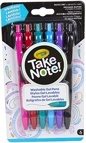 Crayola Medium Point Washable Gel Pens Set, School and Adult Coloring Supplies, 6 count Crayola