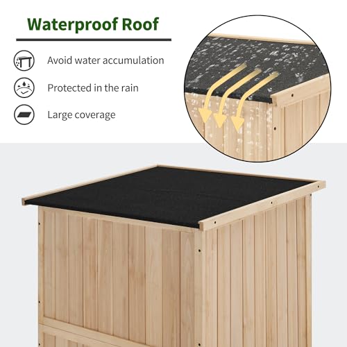 MCombo 30" Deep Wood Sheds & Outdoor Storage, Outside Garden Tool Cabinet Shed with Removable Shelf, Outdoor Storage Cabinet Shed Waterproof for MCombo