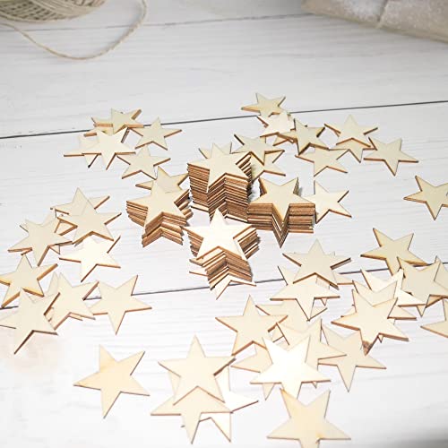HADDIY 1 Inch Small Wooden Stars for Crafts,200 Pcs Unfinished Wood Star Cutouts Ornaments for Wooden Flags Making and Art Craft HADDIY