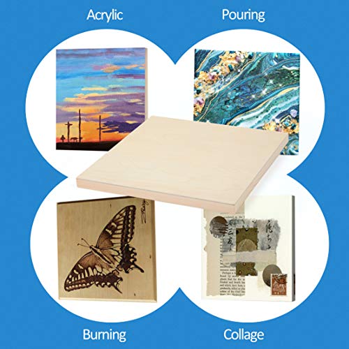 Falling in Art Unfinished Birch Wood Canvas Panels Kit, Falling in Art 4 Pack of 12x12’’ Studio 3/4’’ Deep Cradle Boards for Pouring Art, Crafts, - WoodArtSupply