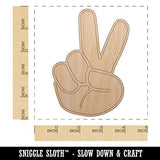 Peace Hand Sign Unfinished Wood Shape Piece Cutout for DIY Craft Projects - 1/4 Inch Thick - 4.70 Inch Size Sniggle Sloth