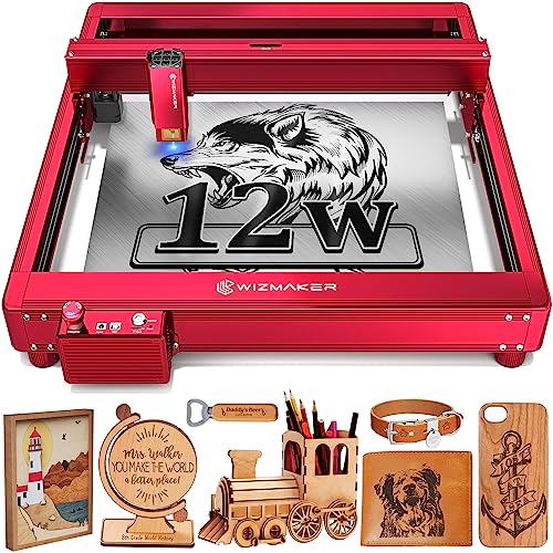 WIZMAKER L1 Laser Engraver, 12W Output Powerful Laser Cutter DIY Laser Engraving Machine, 60W Laser Cutter and Engraver Machine, Laser Engraver for