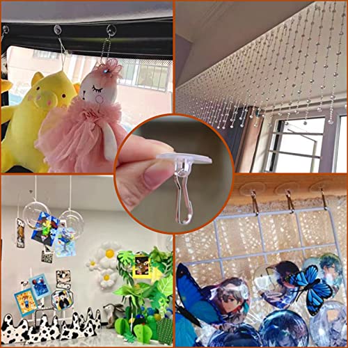 Stained Glass Window Hanging Chain Kit, Picture Hanging Chain with Suction Cup Hooks Sunshine Catcher Metal Nickel Plating Stained Glass Window Arecyuer