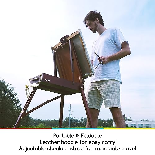 MEEDEN French Easel, Plein Air Easel, Art Easels for Painting Adult, Travel Easel, Easel Stand for Painting, Portable Artist Easel for Outdoor MEEDEN