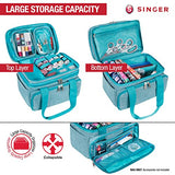 SINGER Sewing Accessories Organizer (Bag Only) – Double Layer Portable Sewing Storage Bag with 2 Detachable Pouches and 18 Storage Compartments, SINGER