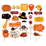 25 Count Thanksgiving Day Friendsgiving Big Photo Booth Props Kit for Autumn Funny Turkey Day Party Decorations Supplies DIY Selfie Props Set with WoodArtSupply