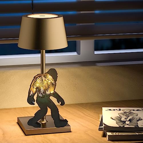 Sasquatch Figurine Decor, Wooden Centerpiece Bigfoot Decorations, 3D Multilayer Wildlife Wall Art Carved Bigfoot Decor, Wooden Yeti Figurine for Edlike