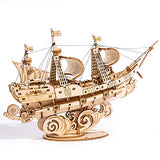 RoWood Vintage Wooden Watercraft Model Kit - 3D Ship Puzzle for Adults RoWood