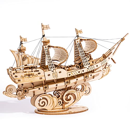 RoWood Vintage Wooden Watercraft Model Kit - 3D Ship Puzzle for Adults - WoodArtSupply