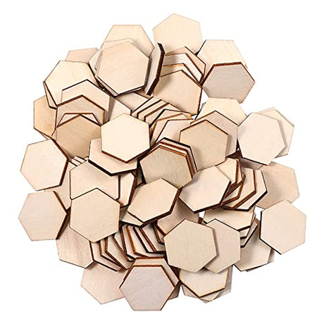 MILISTEN 100pcs Woodsy Decor Mini Hexagon Wood Chip Unfinished Homemade Ornaments Blank Ornaments Blank Unfinished Wood Slices Blank Wooden Ornaments Milisten