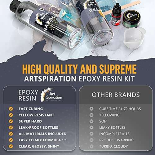 ART SPIRATION Crystal Clear Epoxy Resin Kit For Beginners 16 Oz, Art Epoxy Resin Kit With Mica Powder, Resin Pigment, Silicone Molds, Crushed Glass, WoodArtSupply