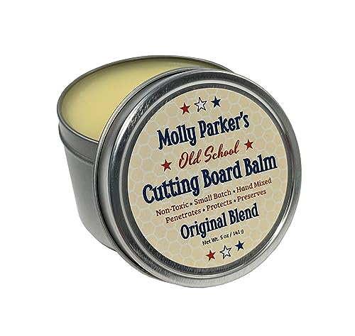 Molly Parker's Old School Cutting Board Balm - Wood Finish - Cutting Board Sealer - Non Toxic - Beeswax - Food Safe - Made in America - WoodArtSupply