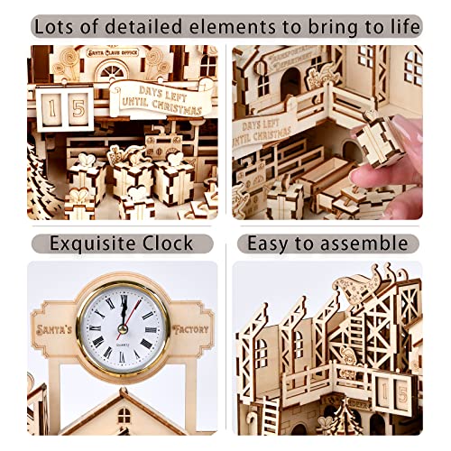Santa's Workshop 3D Wooden Puzzle Kit - Creative Mechanical Assembly Model for Family Fun and Christmas Decor varbertos