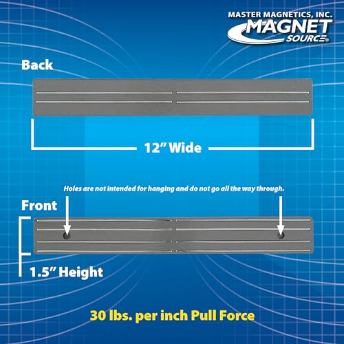 Master Magnetics Magnetic Tool Holder with Magnetic Mount - 12" Wide, 30 lb per inch Pull, Gray, 07576 Master Magnetics