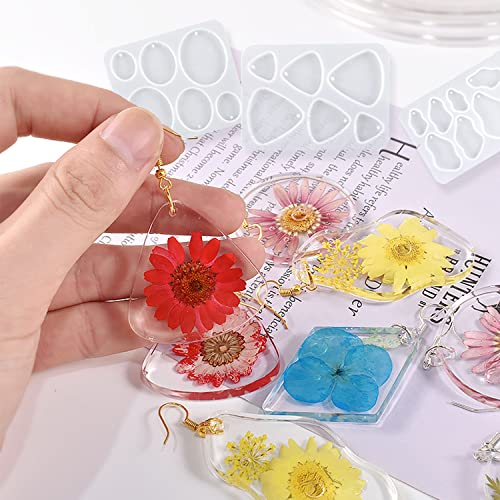 Resin Jewelry Molds,12 PCS Earring Resin Molds Silicone with Hole, Variety Shapes and Size Jewelry Casting Molds for Epoxy Resin, Resin Molds for MAMUNU