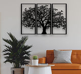 3 Panels Family Tree Metal Wall Decor Tree of Life Metal Wall Art, Home Bedroom Living Room Decor 3D Wall Art 3 Panels Family Tree Metal Wall Decor DEKADRON