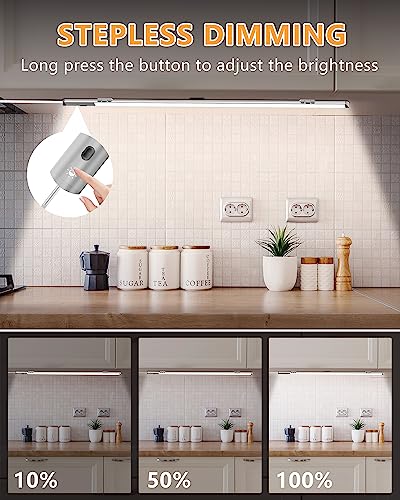 Under Counter Lights for Kitchen, Plug in Under Cabinet Lights with Memory Function, 16 Inch LED Closet Light with 3 Colors 2800/4000/6500k, Super - WoodArtSupply