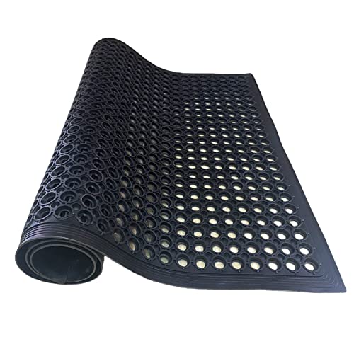 sunnyuup Commercial Rubber Floor Mats & Matting 3FT x 5FT Anti-Fatigue Rubber Floor Mat with Drainage Holes Heavy Duty Non-Slip Drainage Mat for - WoodArtSupply