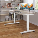 Sileye Adjustable Height L-Shaped Electric 59 Inch Sit-Stand Computer Desk with 3 Splice Boards, Lockable Casters-Ideal for Home Office, 59Inch, Oak Sileye