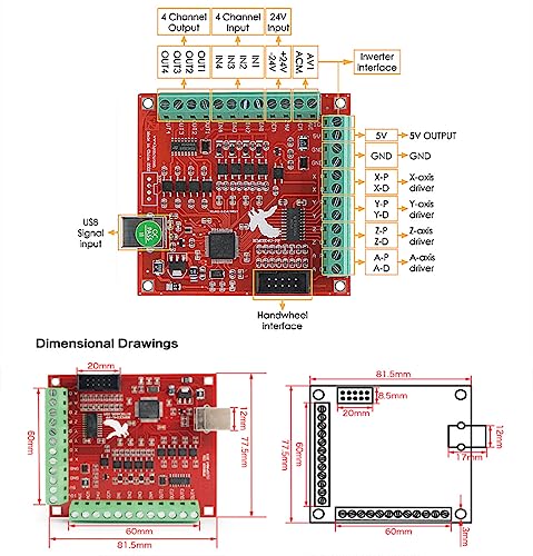 CNCTOPBAOS 4 Axis Nema23 Stepper Motor USB Mach3 CNC Kit,270oz-in 76mm 3A,USB Controller Board Motion Control Card,TB6600 Driver 4.5A 24V for CNC CNCTOPBAOS