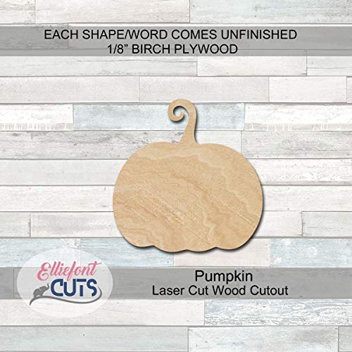 Pumpkin Wood Cutouts for crafts, Laser Cut Wood Shapes 5mm thick Baltic Birch Wood, Multiple Sizes Available Elliefont Styles