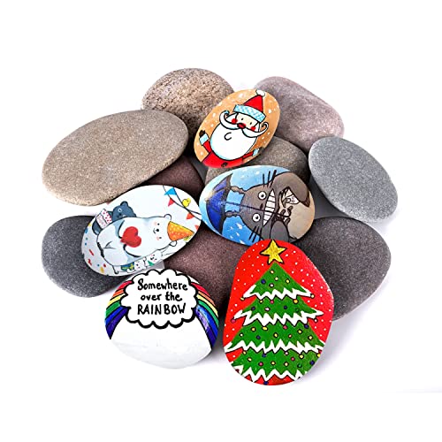 River Rocks for Painting 12 Pcs Large 3.5-5 Inch Flat Smooth Painting Stones Craft Rock to Paint for Kids Crafts Painting Bulk - WoodArtSupply