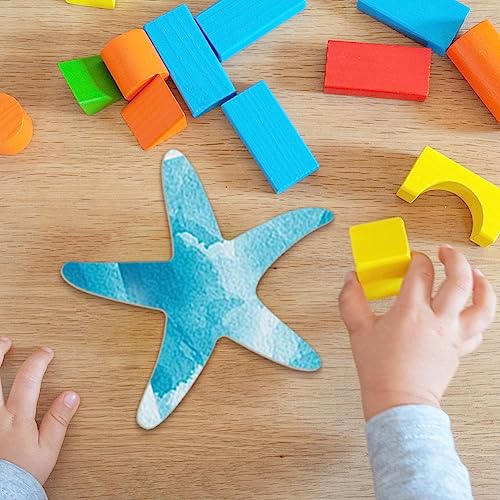 BENECREAT 3Pcs Starfish Wooden Cutouts, Unfinished Wooden Sea Animal Cutouts, Wooden Pieces for DIY Summer Beach Decor, Wooden Signs and Handmade BENECREAT