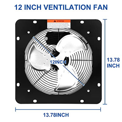 iPower 12 Inch Exhaust Fan Aluminum, High Speed 1300RPM, 1-Pack, Silver (HIFANXVENTIL12), Black - WoodArtSupply