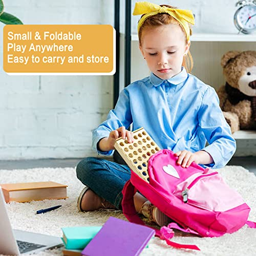 JOYPRO Wooden 4 in a Row Game, Kids Board Games for Kids 5 6 8 10 12 Year Olds, Travel Games for Kids and Adults, 2 Player Classic Family Board Games JOYPRO